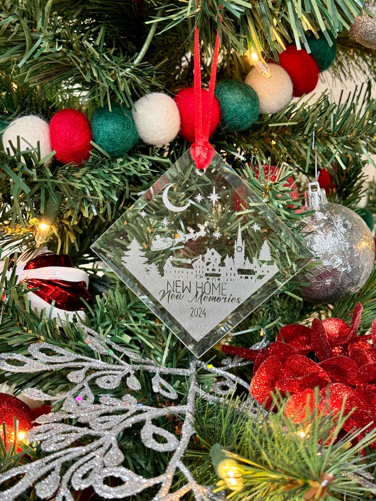 New Home New Memories 2024 Glass Ornament