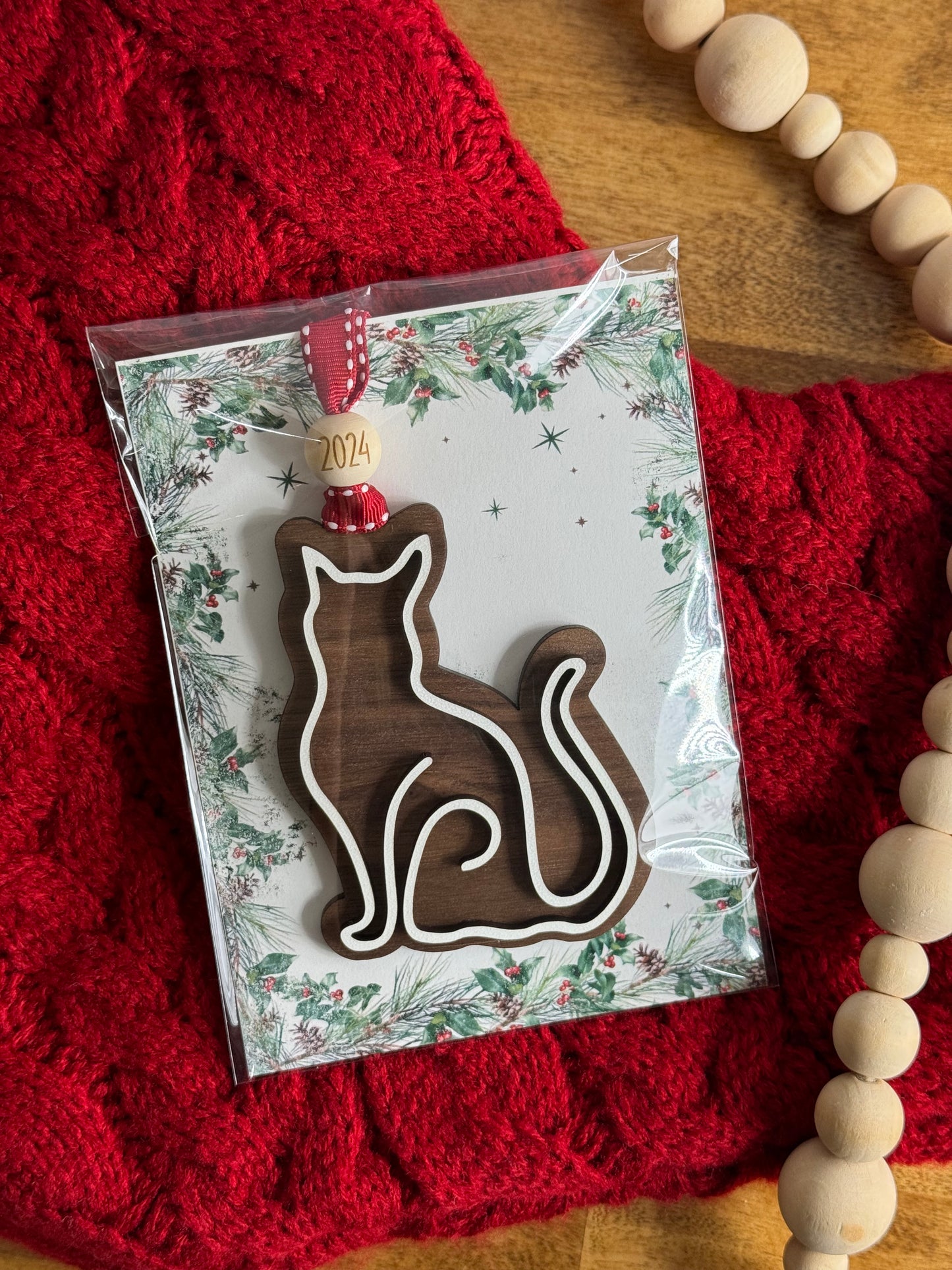 Cat Line Art Ornament