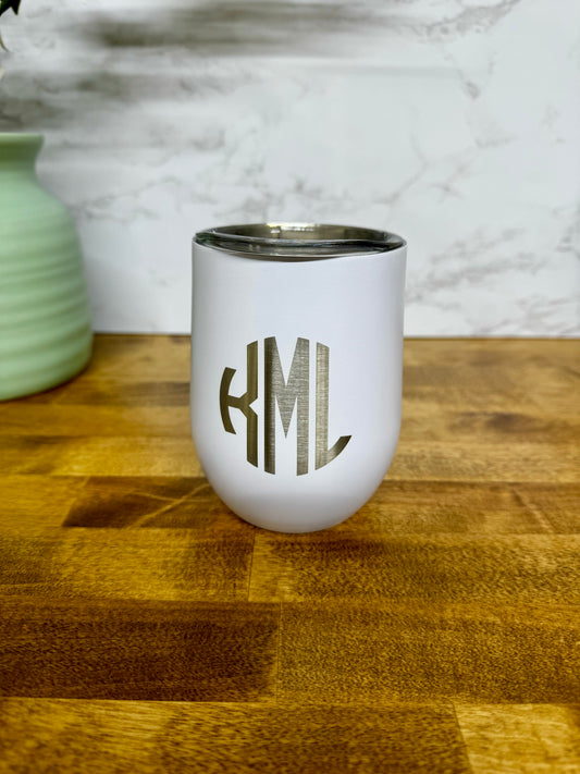 12 oz Wine Tumbler With Initials