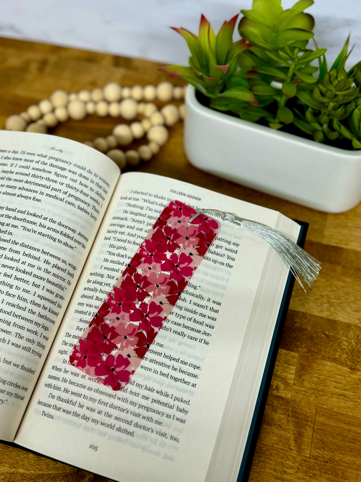 Pink Floral Bookmark